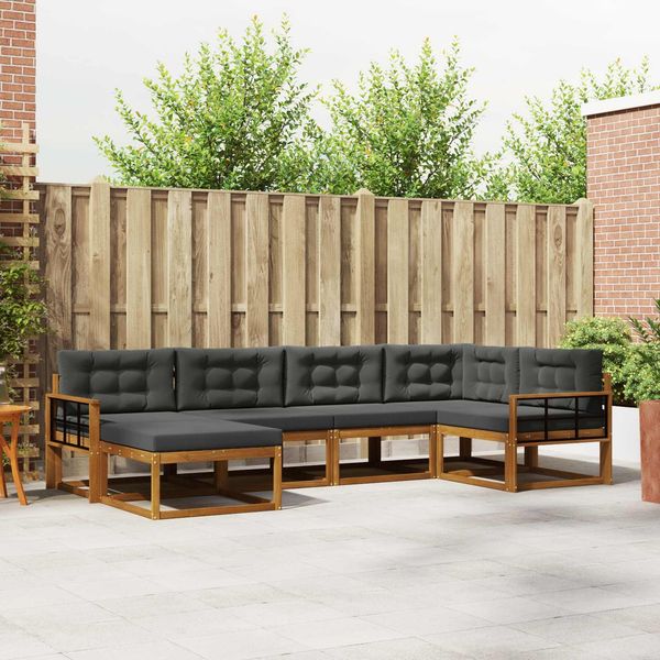 vidaXL Outdoor-Sofagarnitur mit Kissen 6 pcs Natur und Anthrazit 3367835