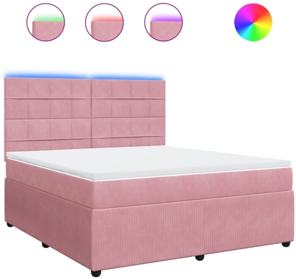 vidaXL Boxspringbett mit Matratze Rosa 180x200 cm Samt 3294711