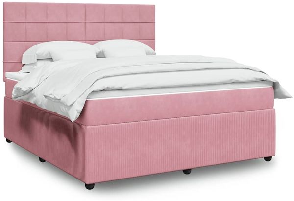 vidaXL Boxspringbett mit Matratze Rosa 180x200 cm Samt 3294711