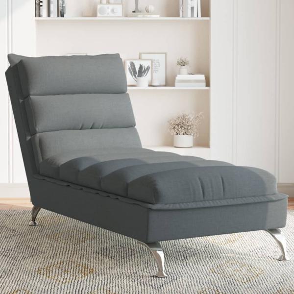 vidaXL Chaiselongue mit Kissen Dunkelgrau Stoff 379469