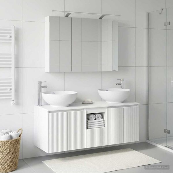 vidaXL Badezimmerschrank-Set 4 pcs Weiß Holzwerkstoff 3406495