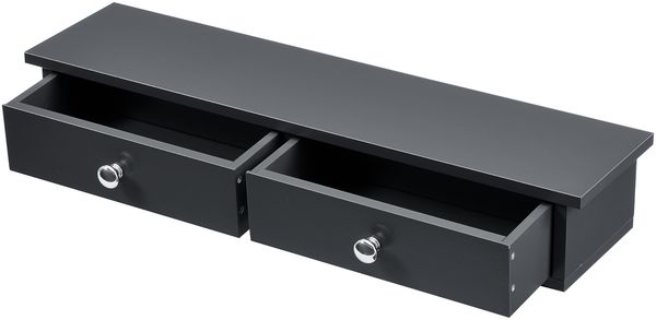 en.casa 'Geeste' Wandregal mit zwei Schubladen, MDF dunkelgrau, 10 x 60 x 15 cm