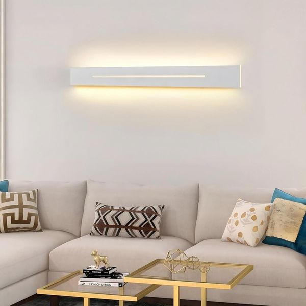 ZMH Wandleuchte Innen Wandlampe LED - Modern 60CM Flurlampe 3000K Warmweiß 20W Deckenlampe Weiß Bettlampe Deckenleuchte für Treppenhaus Flur Wohnzimmer Schlafzimmer Kinderzimmer