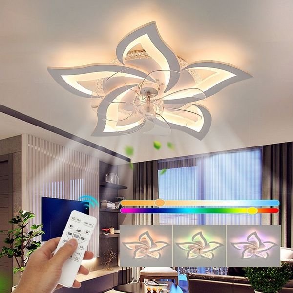 LETGOSPT Deckenleuchte Leise Deckenventilator mit Beleuchtung, 60W LED Deckenleuchte 5000LM, LED fest integriert, Kaltweiß, Naturweiß, Warmweiß, LED Deckenbeleuchtung mit Ventilator,5 Lichter Design Deckenventilator