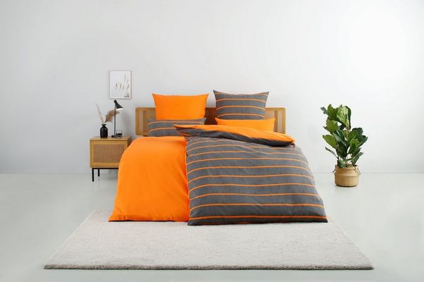 OTTO home Bettwäsche Katja, Linon, 2 teilig, Bettwäsche aus Baumwolle, Bettwäsche mit Streifen-Design, Wendeoptik