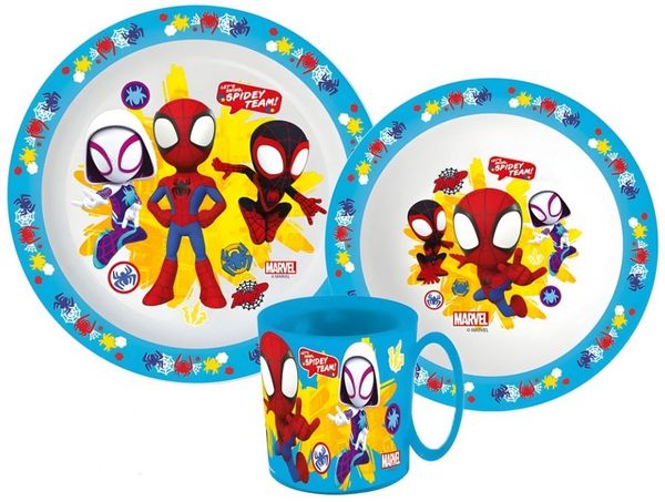 MARVEL Kindergeschirr-Set Marvel Spiderman Spidey Kinder Geschirr-Set 3 tlg (3-tlg), 1 Personen, Teller Schüssel Becher 350ml