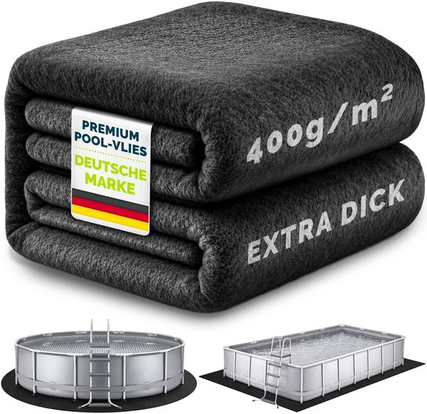 tillvex® Premium Pool Unterlage Rund 580 cm Geotextil 400g/m² | Bodenplane für Pools bis Ø 550 cm | Poolmatte zuschneidbar Bodenschutzvlies Schwimmbecken | Reißfeste Poolunterlage Bodenschutzmatte