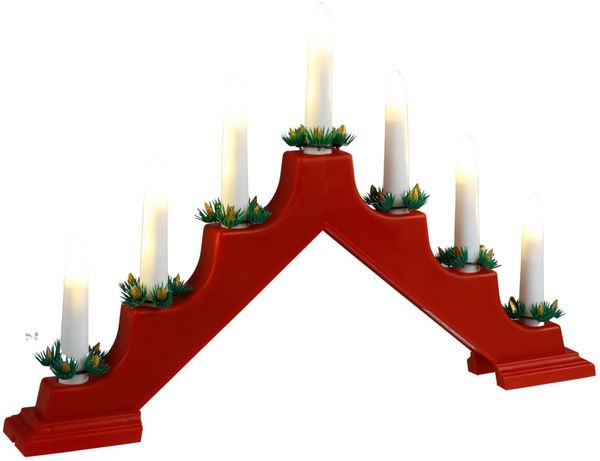 LED Schwibbogen rot weiß Lichterbogen Schwedenleuchter Fenster-Weihnachtsdeko
