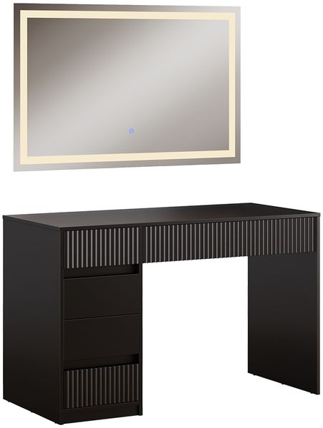 Schminktisch Omira Schwarz 120 cm mit LED-Spiegel Vicco