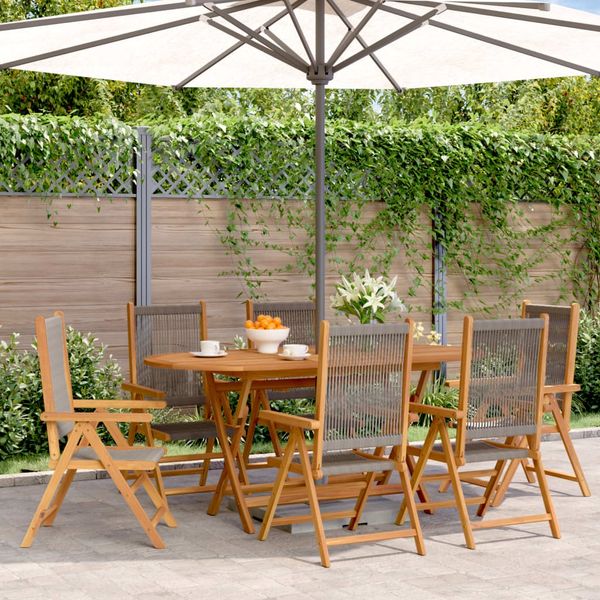 vidaXL Gartenstuhl Verstellbar 6 Stk. Grau Massivholz Akazie 3214533