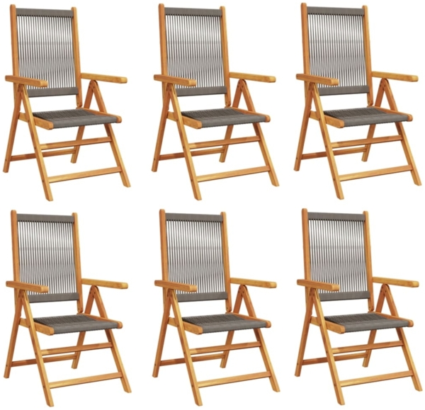 vidaXL Gartenstuhl Verstellbar 6 Stk. Grau Massivholz Akazie 3214533