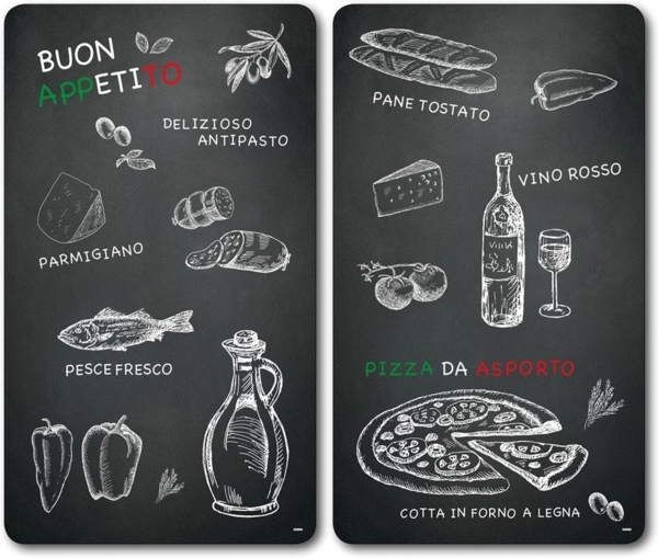 Multi - Glasschneideplatte 2er Set Ristorante / Herdabdeckplatten / Spritzschutz