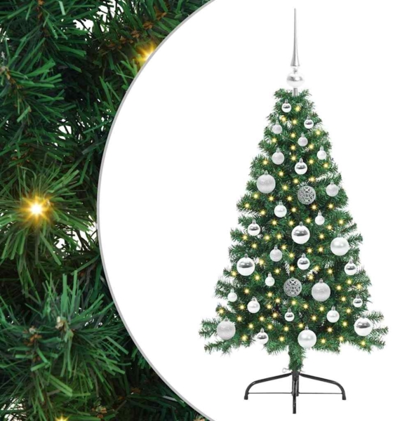 vidaXL Künstlicher vorbeleuchteter Weihnachtsbaum Grün 120 cm PVC 3396994