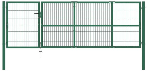 vidaXL Gartentor mit Pfosten 350x100 cm Stahl Grün 142569