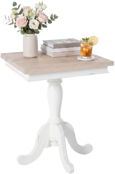 CLP Beistelltisch Lorne quadratisch Sofatisch in Landhausstil Shabby Chic,natura/weiß 50 cm