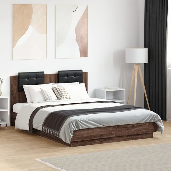 vidaXL Bettgestell mit Kopfteil Braun Eichen-Optik 120x190 cm 3209967
