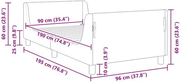 vidaXL Kinderbettgestell mit Kopfteil Creme 90 x 190 cm Schafstoff 42010874 Bild 9