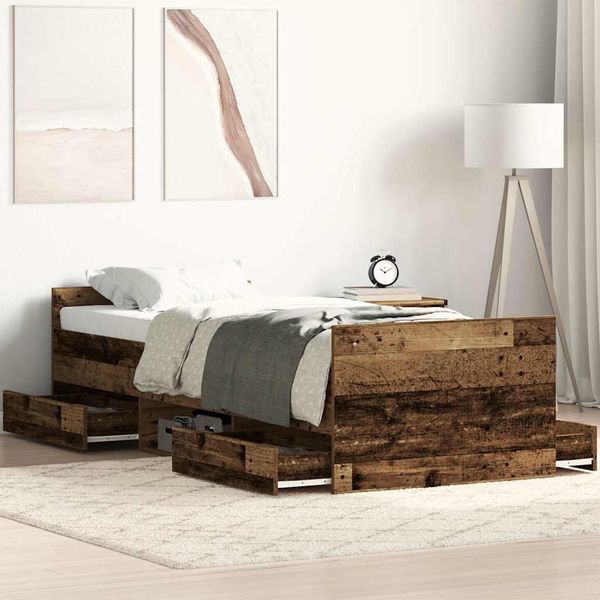 vidaXL Bettgestell ohne Matratze Altholz-Optik 100x200cm Holzwerkstoff 3328794
