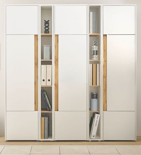 Aktenschrank Set Center in weiß und Eiche Wotan 190 x 200 cm