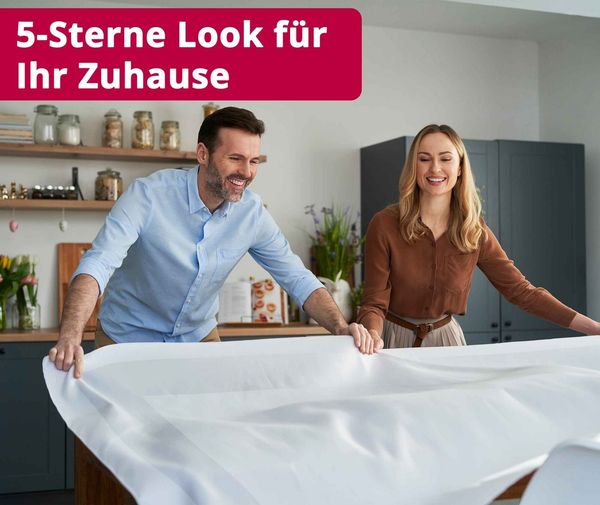 DecoHomeTextil Heimtextilmanufaktur Tischdecke 100% Baumwolle Damast Gastro Edition Weiß Feinste Vollzwirn Qualität