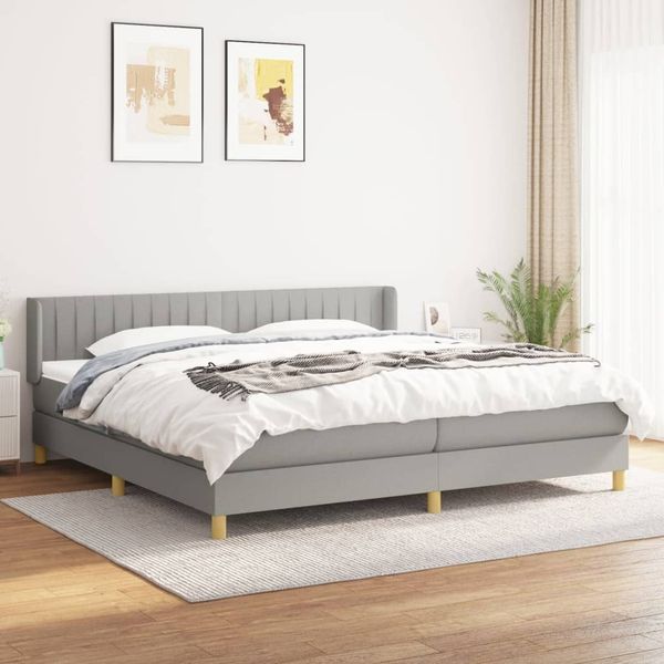 vidaXL Boxspringbett mit Matratze Hellgrau 200x200 cm Stoff, Härtegrad: H2 [3130457]