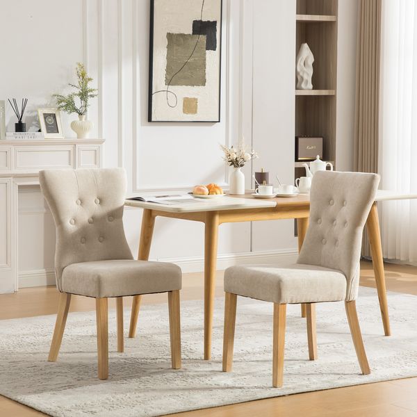 YakoHome Esszimmerstuhl Beige 62.50*45.00*92.00 - Stuhl mit hoher Rückenlehne, Massivholzrahmen, bequemes Sitzkissen