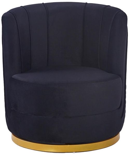 Drehsessel Schwarz 68 x 57 cm Samt mit Diamantsteppung und goldenem Sockel