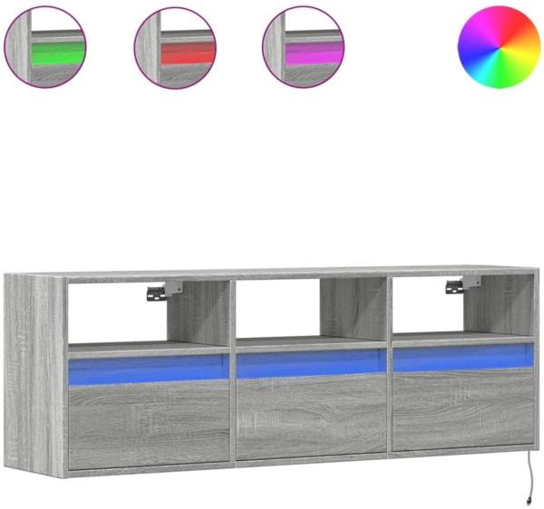 vidaXL TV-Wandschrank mit LED-Beleuchtung Grau Sonoma 130x31x45 cm 852346