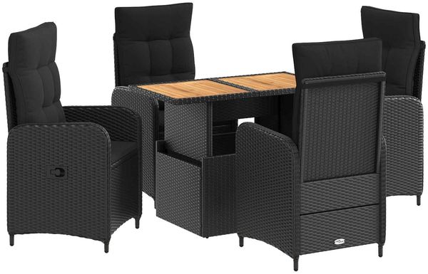 vidaXL Outdoortisch-Set 5 pcs Schwarz 3422407