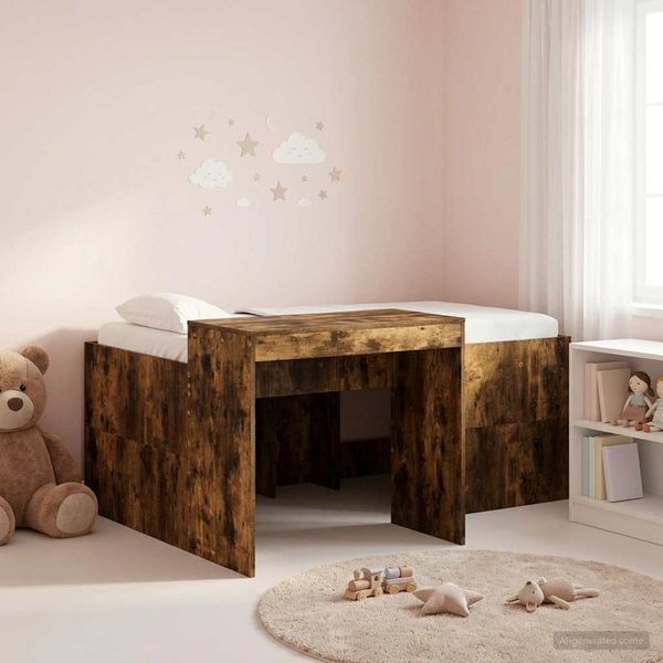 vidaXL Hochbett mit Schreibtisch für Kinder Geräucherte Eiche 3422671