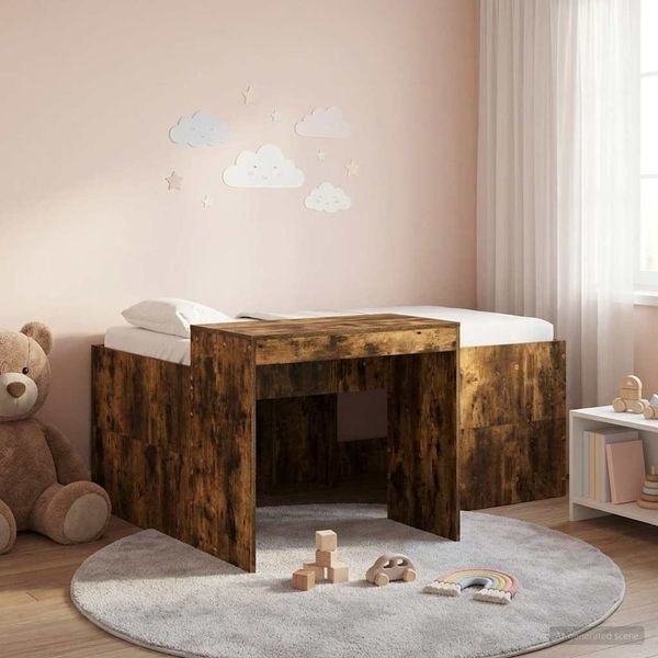 vidaXL Hochbett mit Schreibtisch für Kinder Geräucherte Eiche 3422671