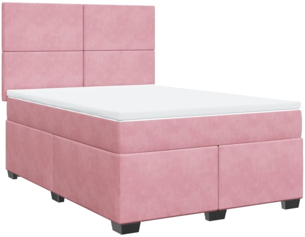 vidaXL Boxspringbett mit Matratze Rosa 160x200 cm Samt 3290953