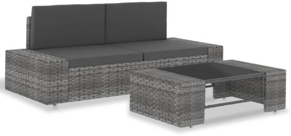 vidaXL 3-tlg. Garten-Lounge-Set Poly Rattan Grau 49527