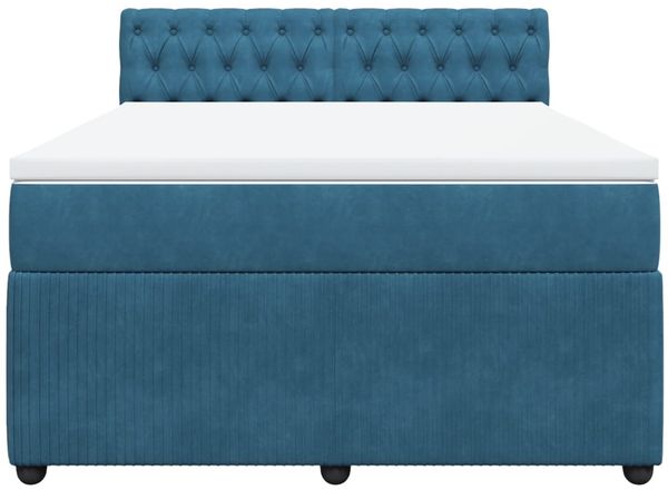 vidaXL Boxspringbett mit Matratze Blau 140x200 cm Samt 3290068 Bild 6