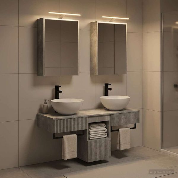 vidaXL Badezimmerschrank-Set 5 pcs Betongrau 43 x 16 x 62,5 cm 3406282