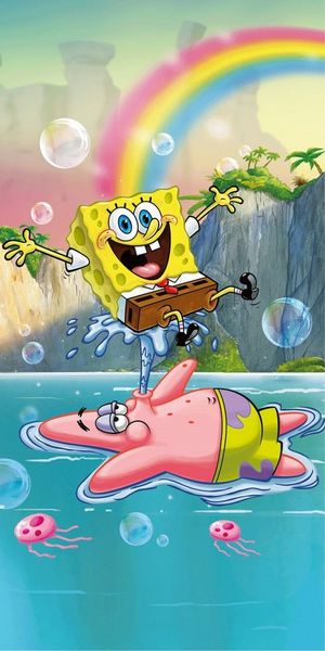 SpongeBob Badetuch Strandtuch Duschtuch 70x140 cm 100% Baumwolle