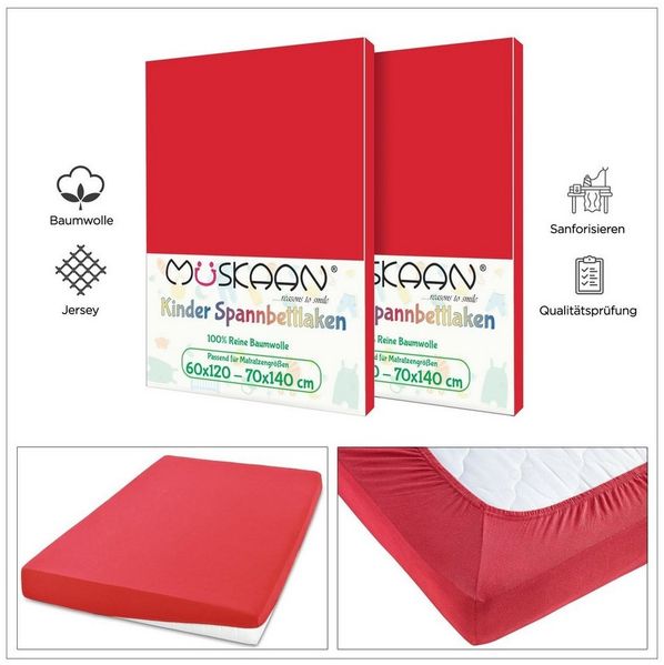 TRENDBUY24 Spannbettlaken Kinder Spannbettlaken 60x120 - 70x140 cm, Baumwolle, Gummizug: ja, (1 Stück), JERSEY