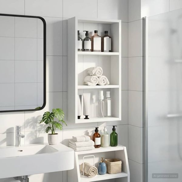 vidaXL Badezimmer-Wandschrank Weiß 30 x 10 x 60,5 cm Holzwerkstoff 889319