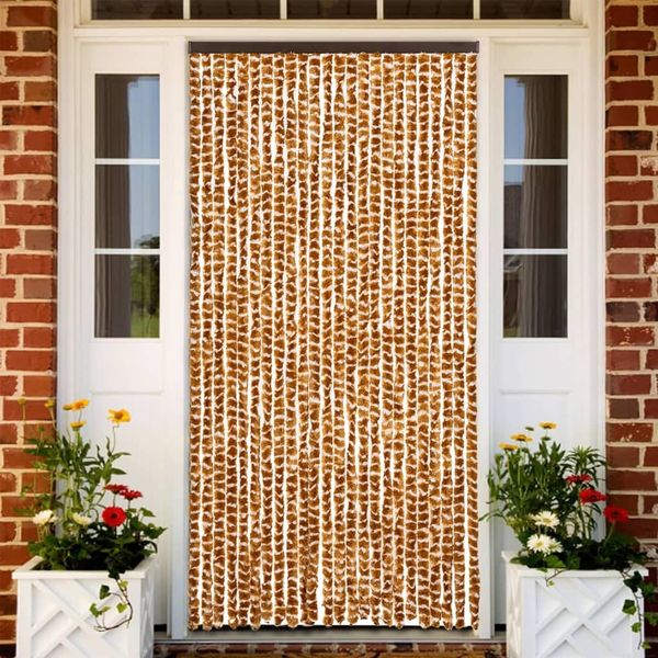 vidaXL Insektenschutz-Vorhang Ocker und Weiß 100x220 cm Chenille 325459