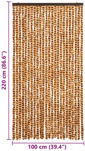 vidaXL Insektenschutz-Vorhang Ocker und Weiß 100x220 cm Chenille 325459 Bild 7