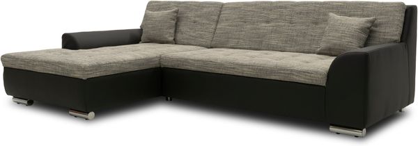 DOMO Collection Treviso, Ecksofa, Webstoff/Kunstleder weißgrau/schwarz, 178 x 240 cm Bild 2