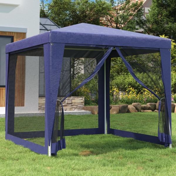 vidaXL Partyzelt mit 4 Mesh-Seitenwänden Blau 2,5x2,5 m HDPE 319222