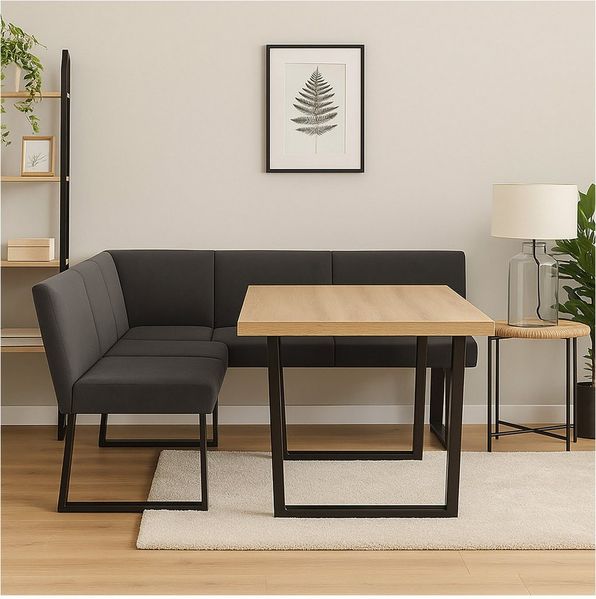 HTI-Living Eckbank Esszimmerbank 192 x 152 cm (Stück, 1-St, 1 Eckbank), Sitzbank Polsterbank Kunstlederbezug Metallgestell