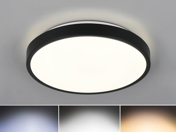 Kleine LED Deckenleuchte SLOPE ultraflach, Schwarz, Ø 28,5cm