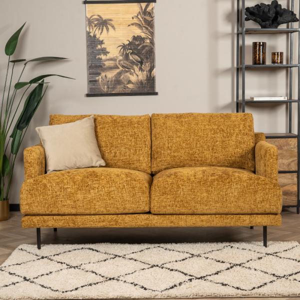 Bronx71 Chenille Sofa Denver 2,5-Sitzer ockergelb/cognac