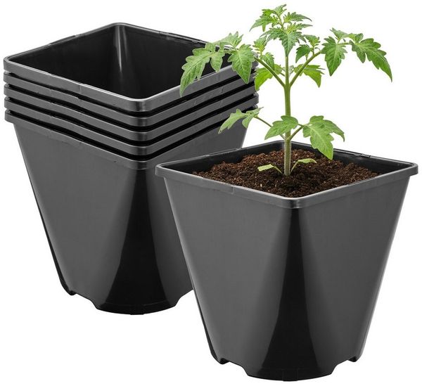 Garronda Blumentopf Kunststoff eckig abgerundet mit Drainagelöchern für Garten GD-0200 (5 St, 5er Set)