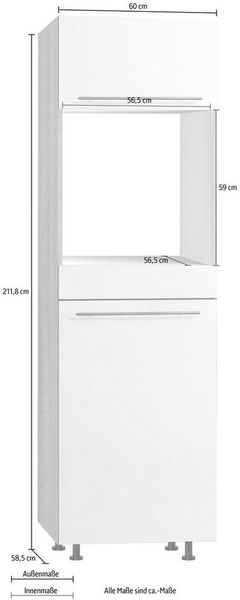 OPTIFIT Backofenumbauschrank Bern 60 cm breit, 212 cm hoch, mit höhenverstellbaren Stellfüßen