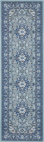 Orientalischer Kurzflor Teppich Skazar Isfahan Hielblau - 80x250x0,9cm