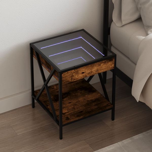 vidaXL Nachttisch mit Infinity-LED Räuchereiche 40x40x49 cm 3284098