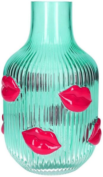 Giftcompany - Vase Blumenvase "L´amour" H 25cm Glas Lippen Türkis 1210203024